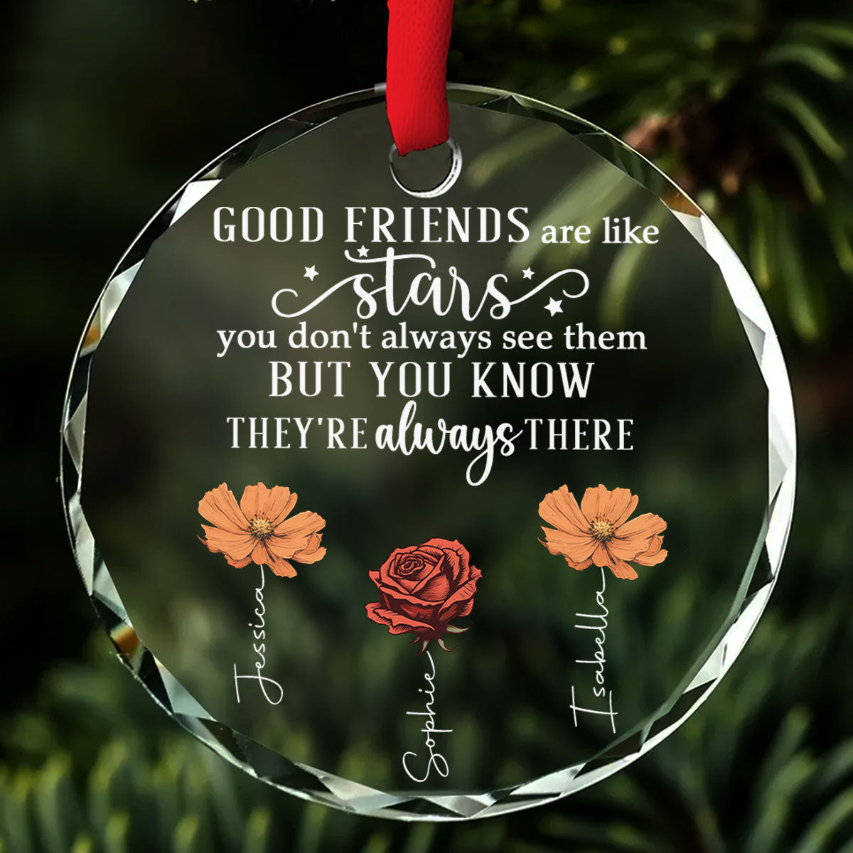 Friends Like Stars Christmas - Personalized Custom Glass Ornament