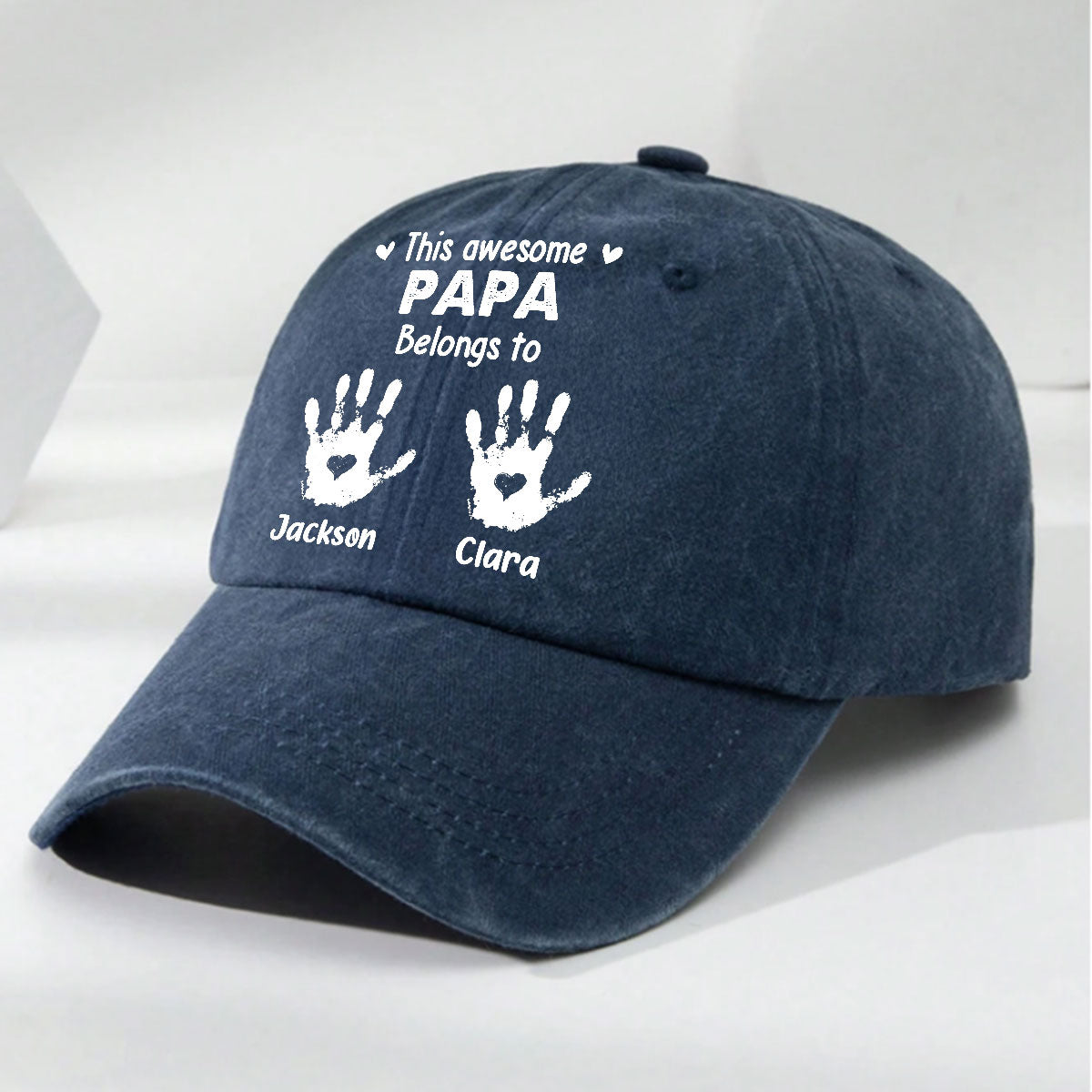 This Awesome Grandpa Belongs To - Personalized Custom Vintage Washed Denim Cap