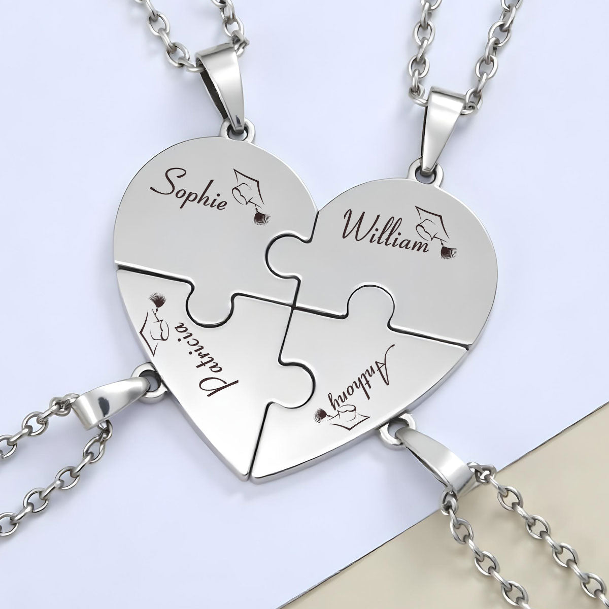 Happy Graduation - Personalized Custom Heart Puzzle Necklace