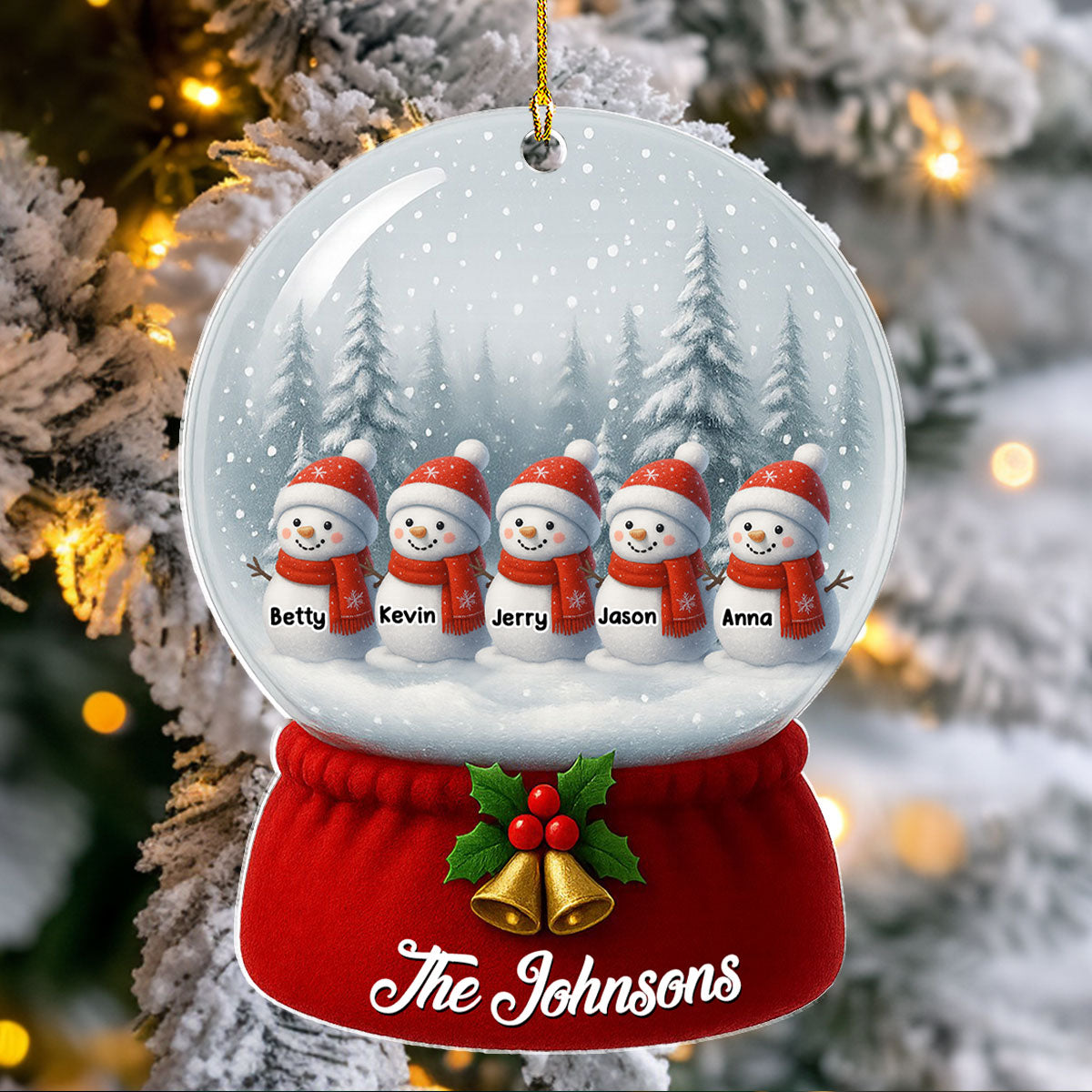 Snowman Family Christmas Ver New - Personalized Custom Acrylic Ornament