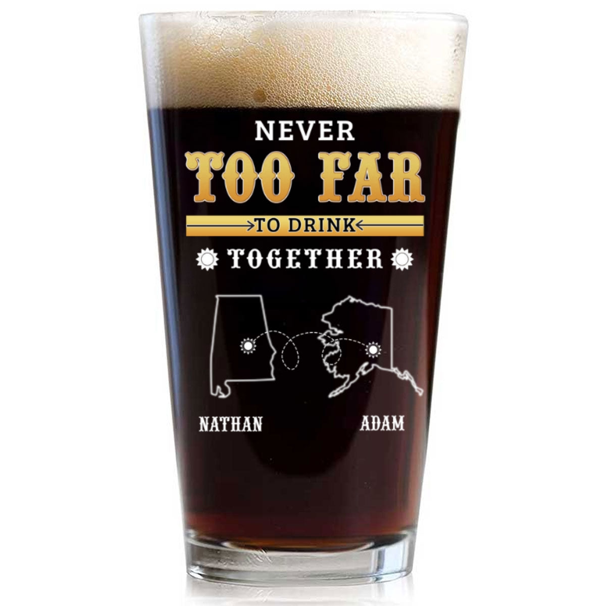 Distance Cannot Keep Us From Sharing A Drink - Personalized Custom Beer Glass