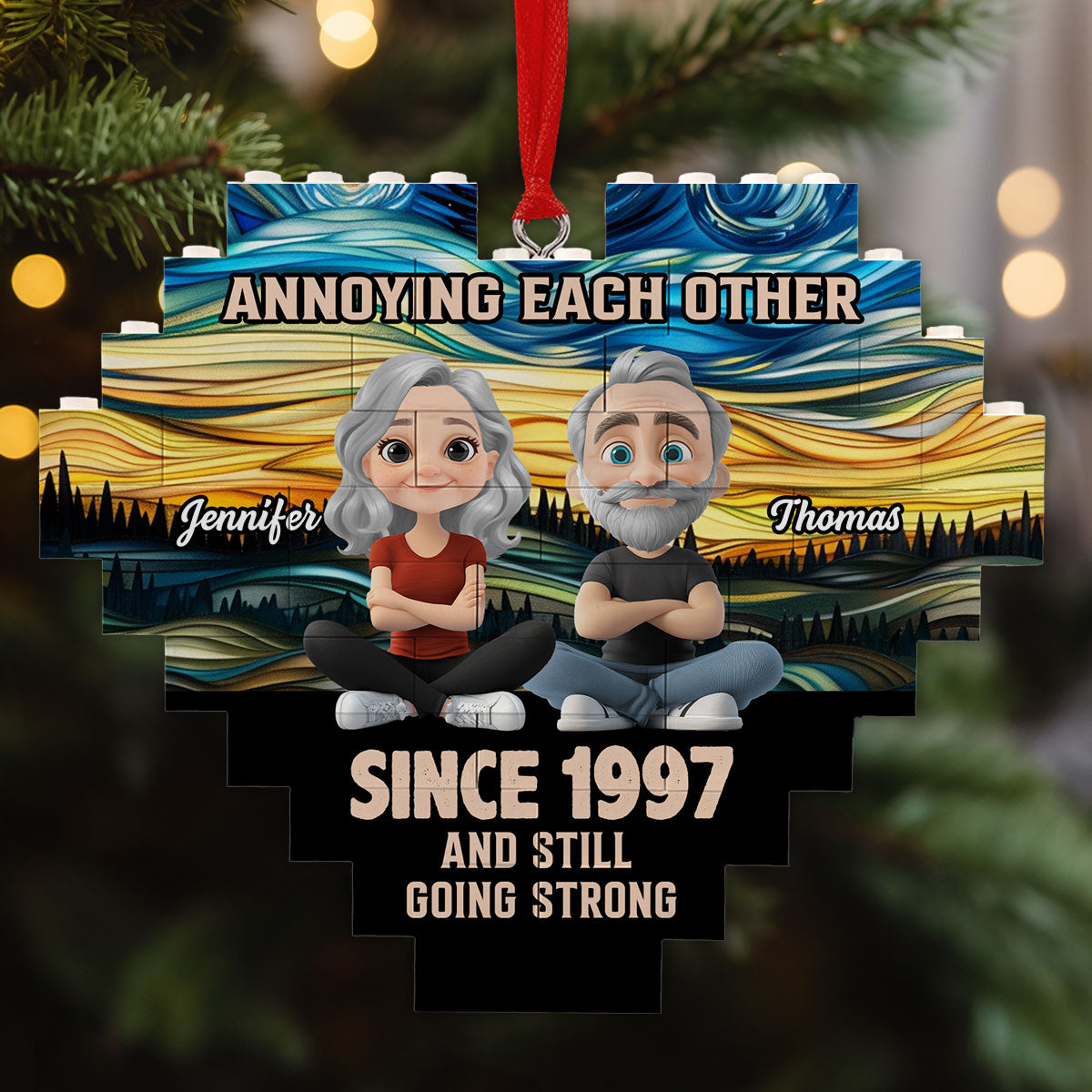 Love You Forever - Personalized Custom Heart Puzzle Ornament