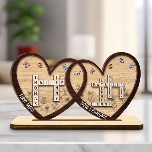 First Mom Now Grandma - Personalized Custom 2-Layer Wood Plaque With Flat Base