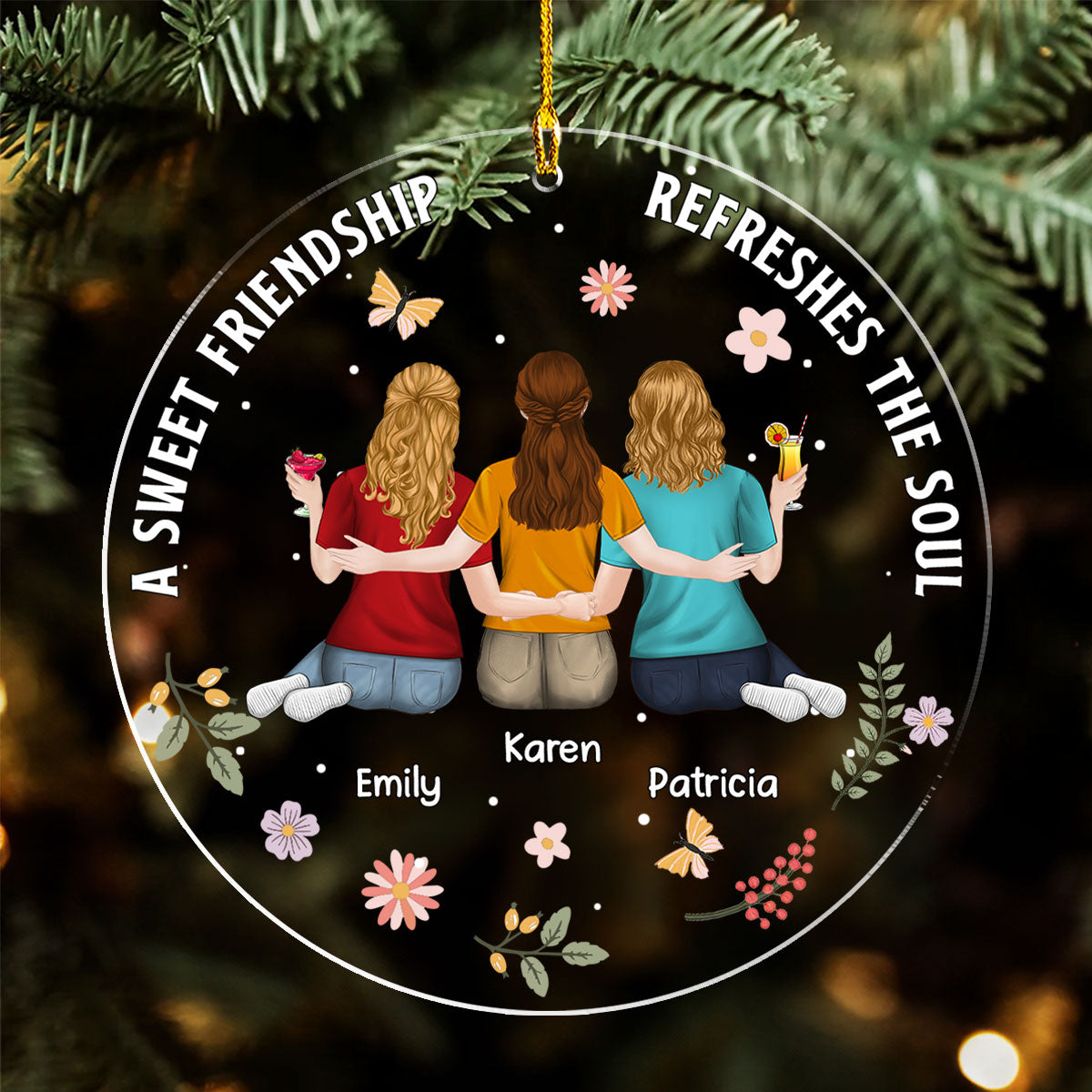 Besties Refresh The Soul - Personalized Custom Acrylic Ornament