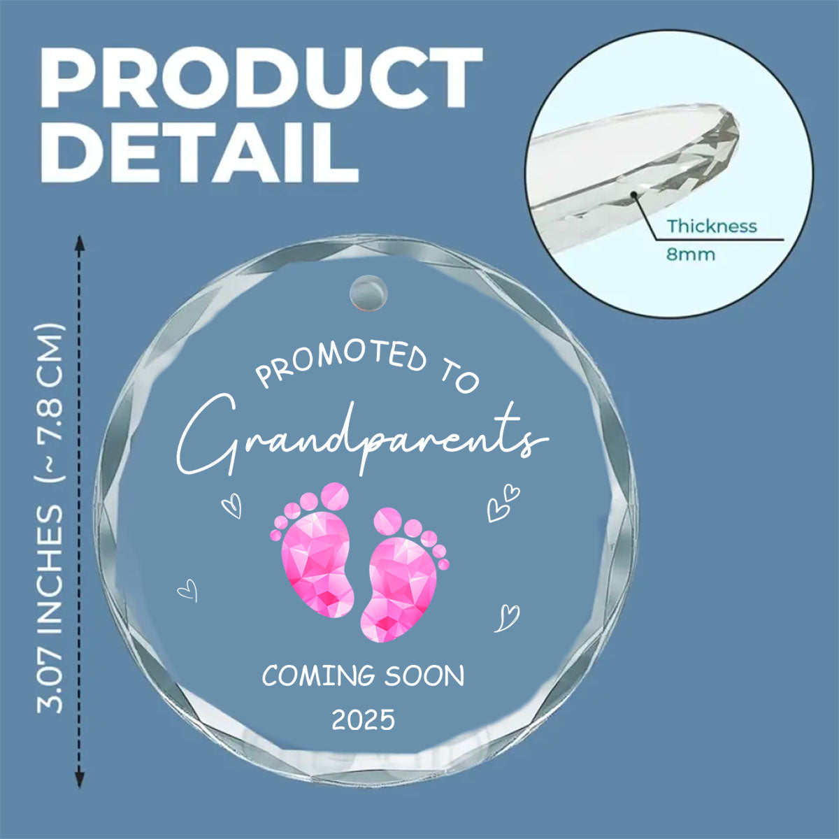 Promoted To Grandparents - Personalized Custom Glass Ornament