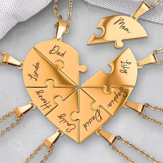 Always Connected By Heart - Personalized Custom Heart Puzzle Necklace