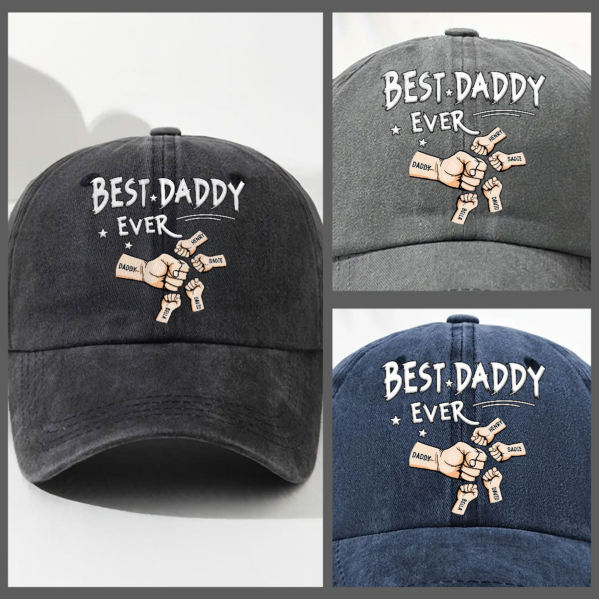 Best Dad - Personalized Custom Vintage Washed Denim Cap