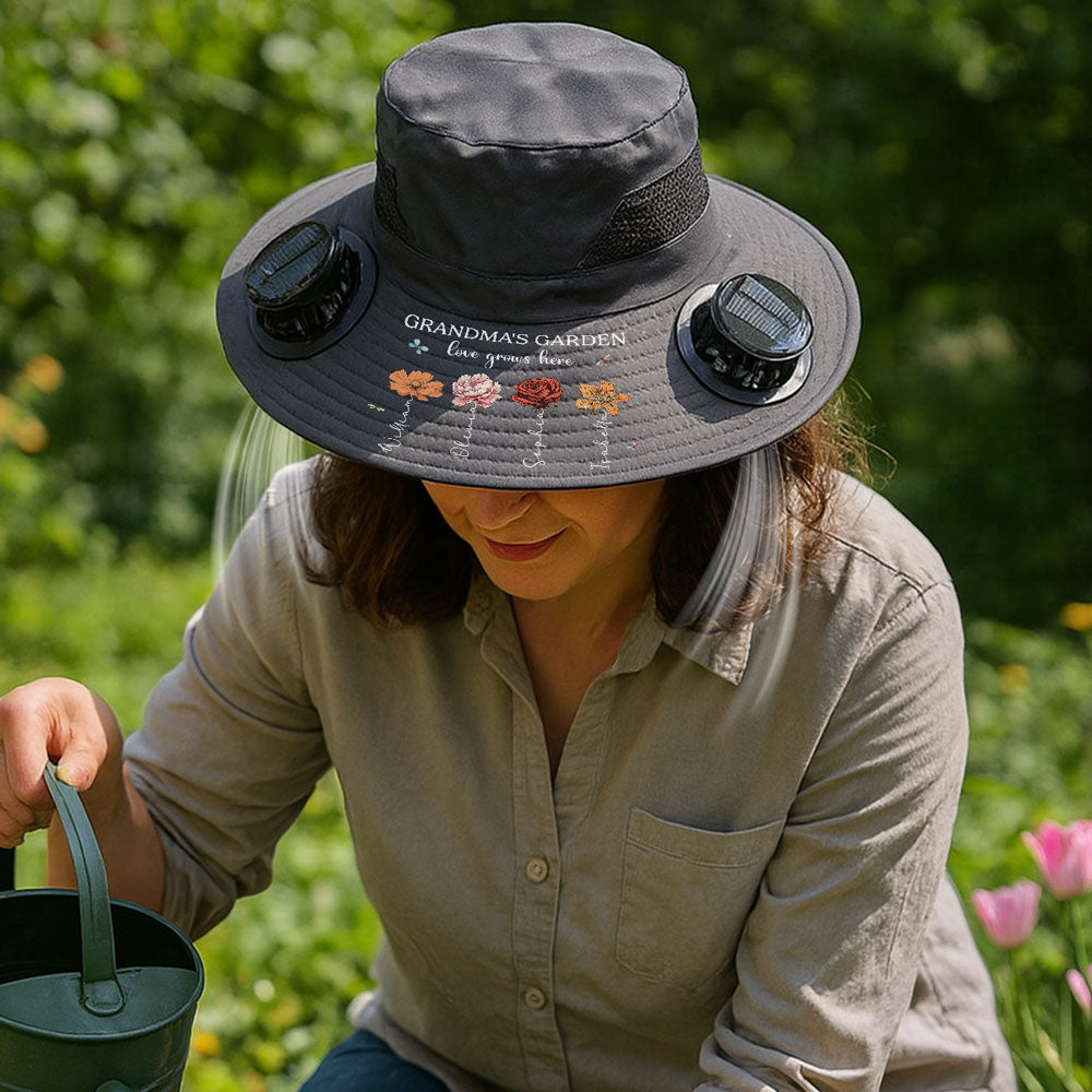 Grandma Garden - Personalized Custom Solar Fan Hat