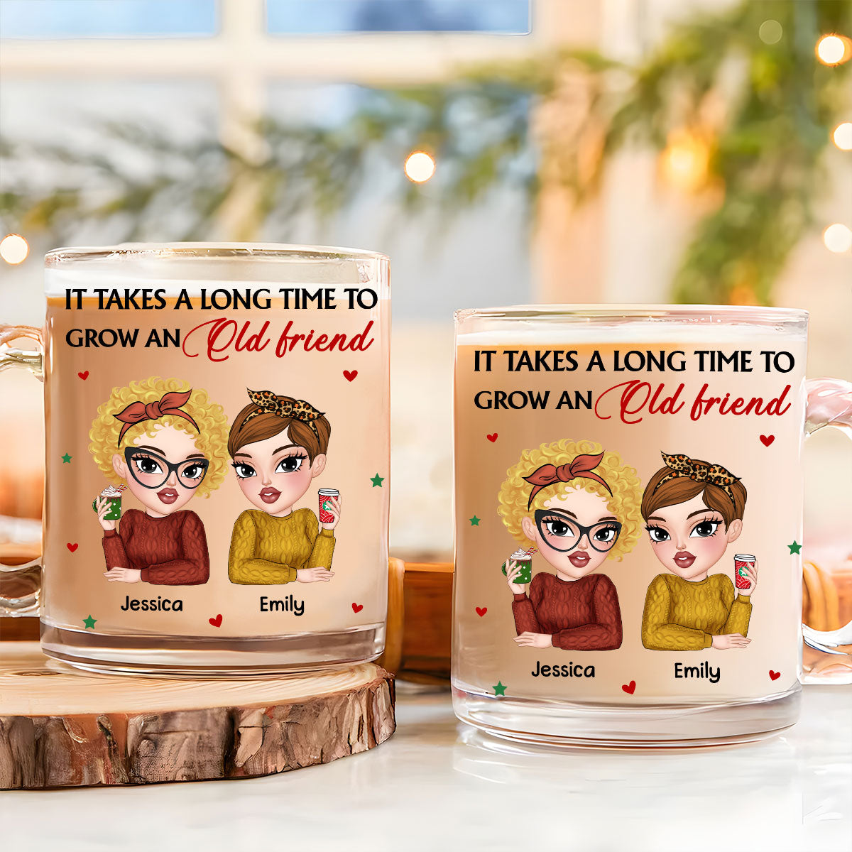 It Takes A Long Time To Grow Old Friends - Personalized Custom Glass Mug