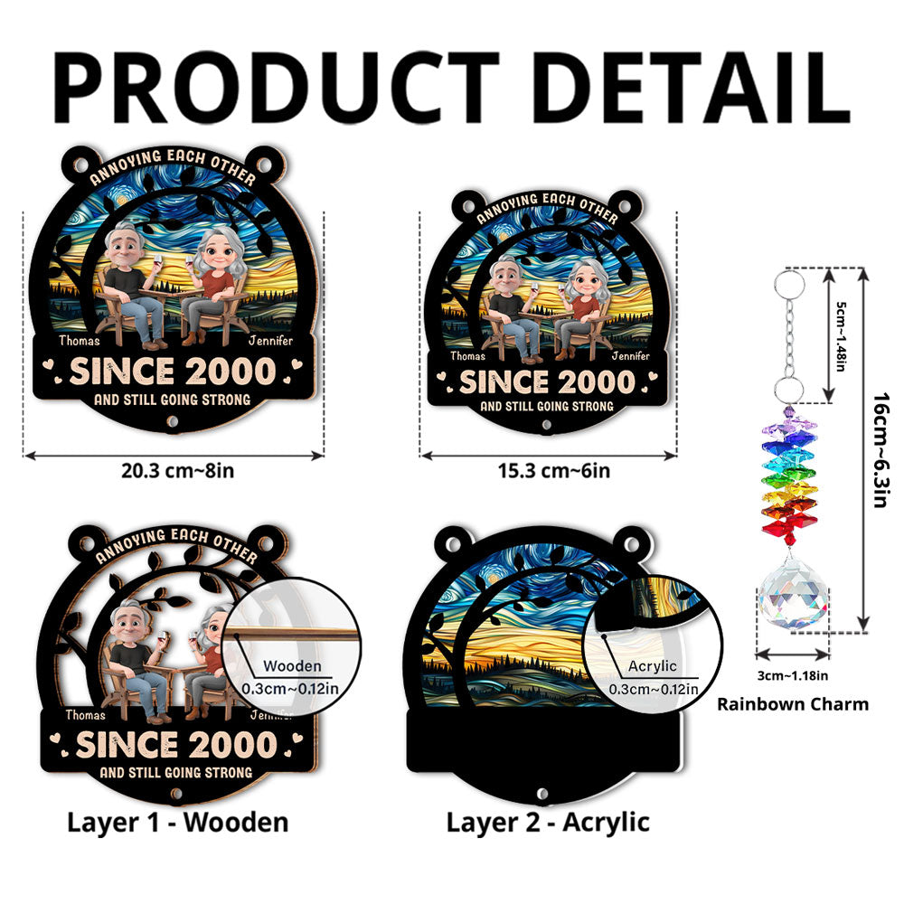 Annoying Each Other For Years - Personalized Custom Suncatcher With Crystal Rainbow Charm