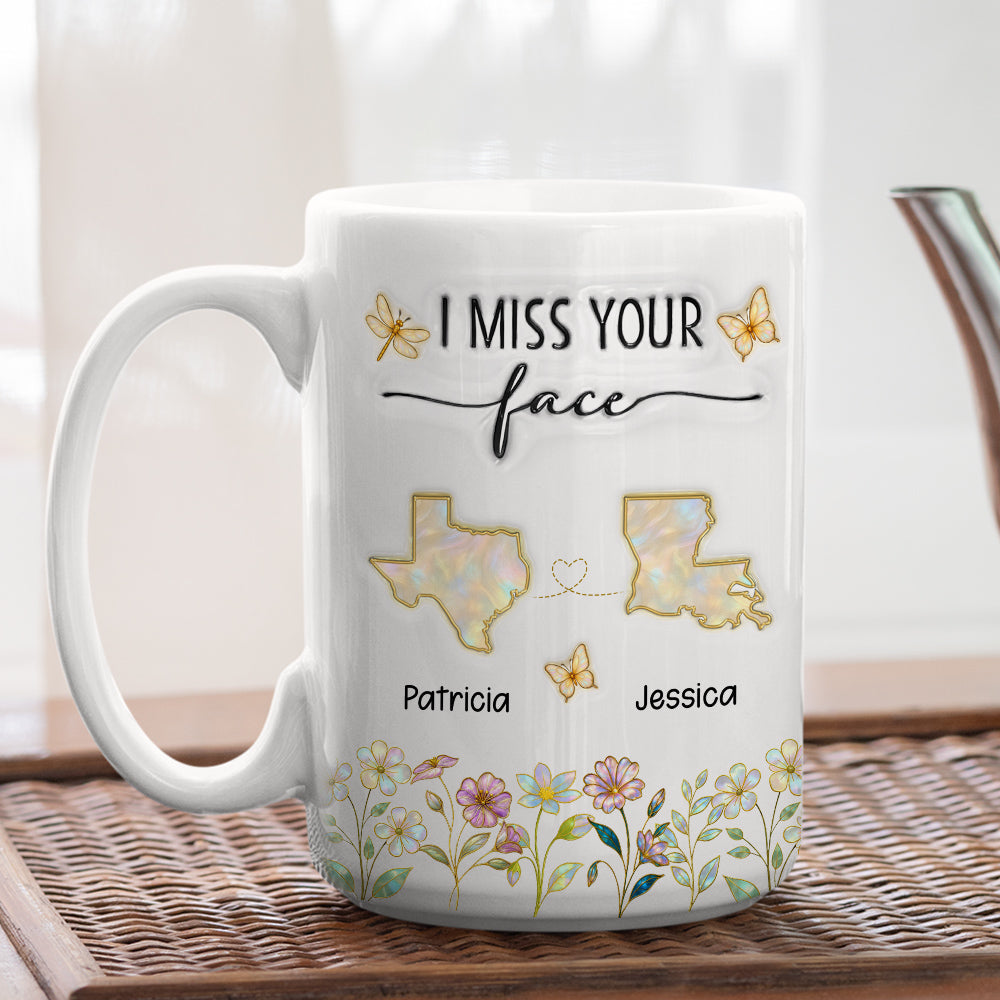 I Miss Your Face Mother Of Pearl - Personalized Custom 3D Inflated Effect Coffee Mug