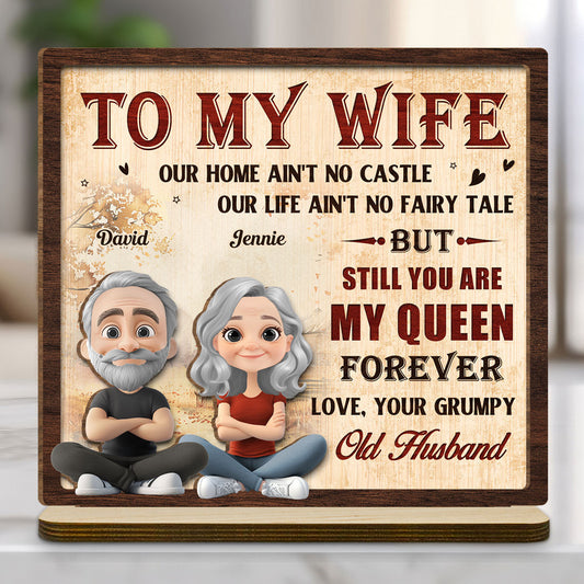 To My Queen - Personalized Custom 2-Layer Wood Plaque With Flat Base