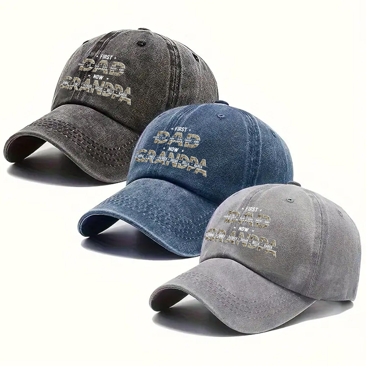 Best Papa Ever - Personalized Custom Vintage Washed Denim Cap
