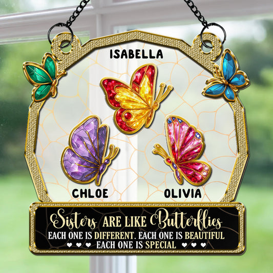 Besties Are Like Butterflies - Personalized Custom Suncatcher