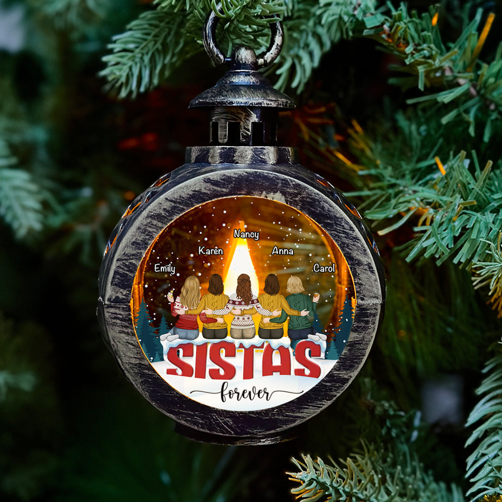 Besties Sitting Together - Personalized Custom Christmas Lantern