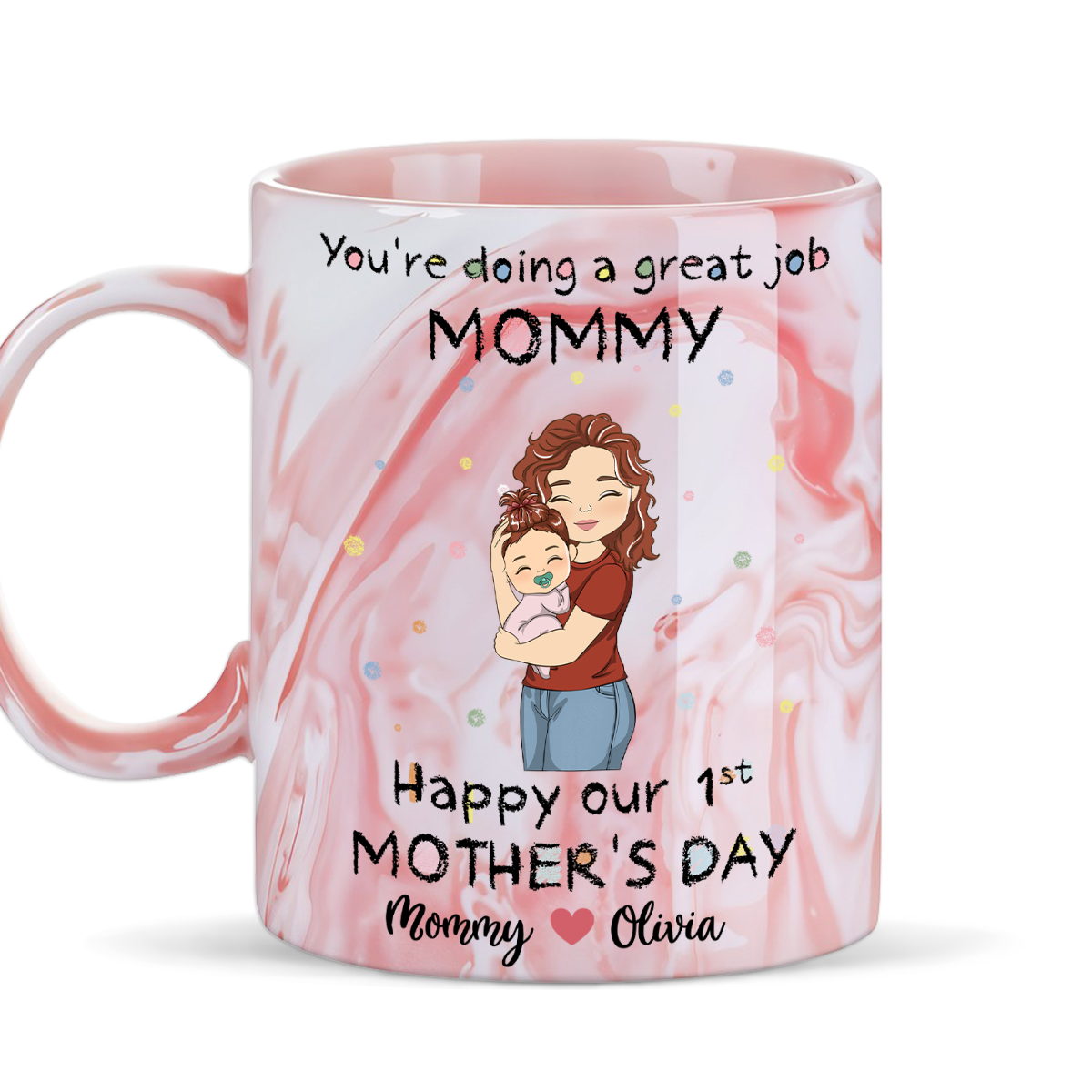 You Are Doing A Great Job - Personalized Custom Pink Marble Mug