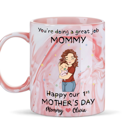 You Are Doing A Great Job - Personalized Custom Pink Marble Mug