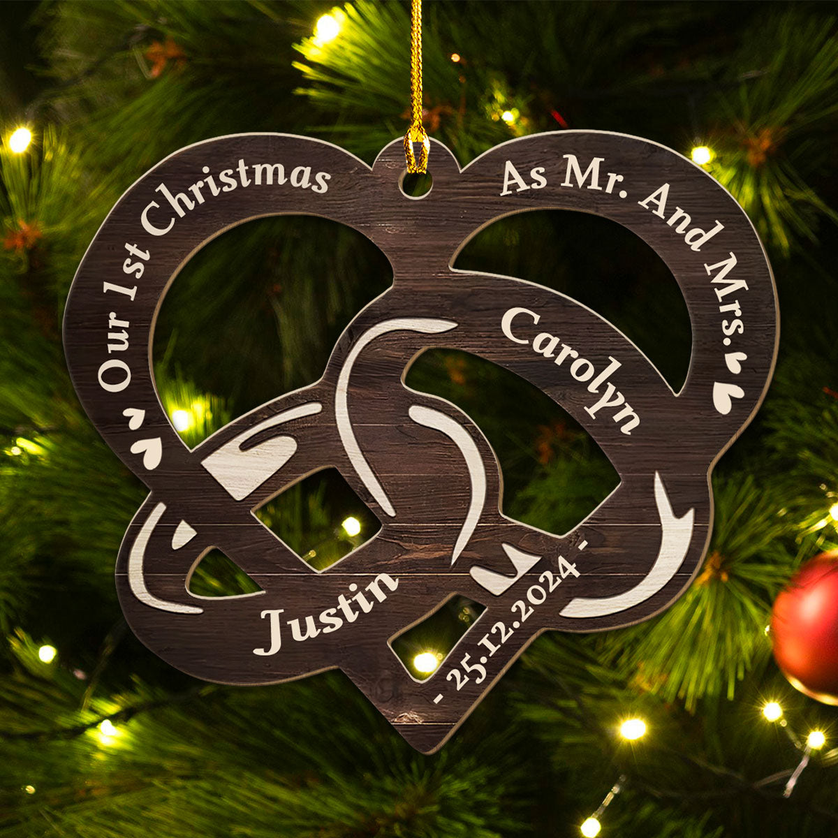 Our 1st Christmas Married - Personalized Custom Wood Ornament
