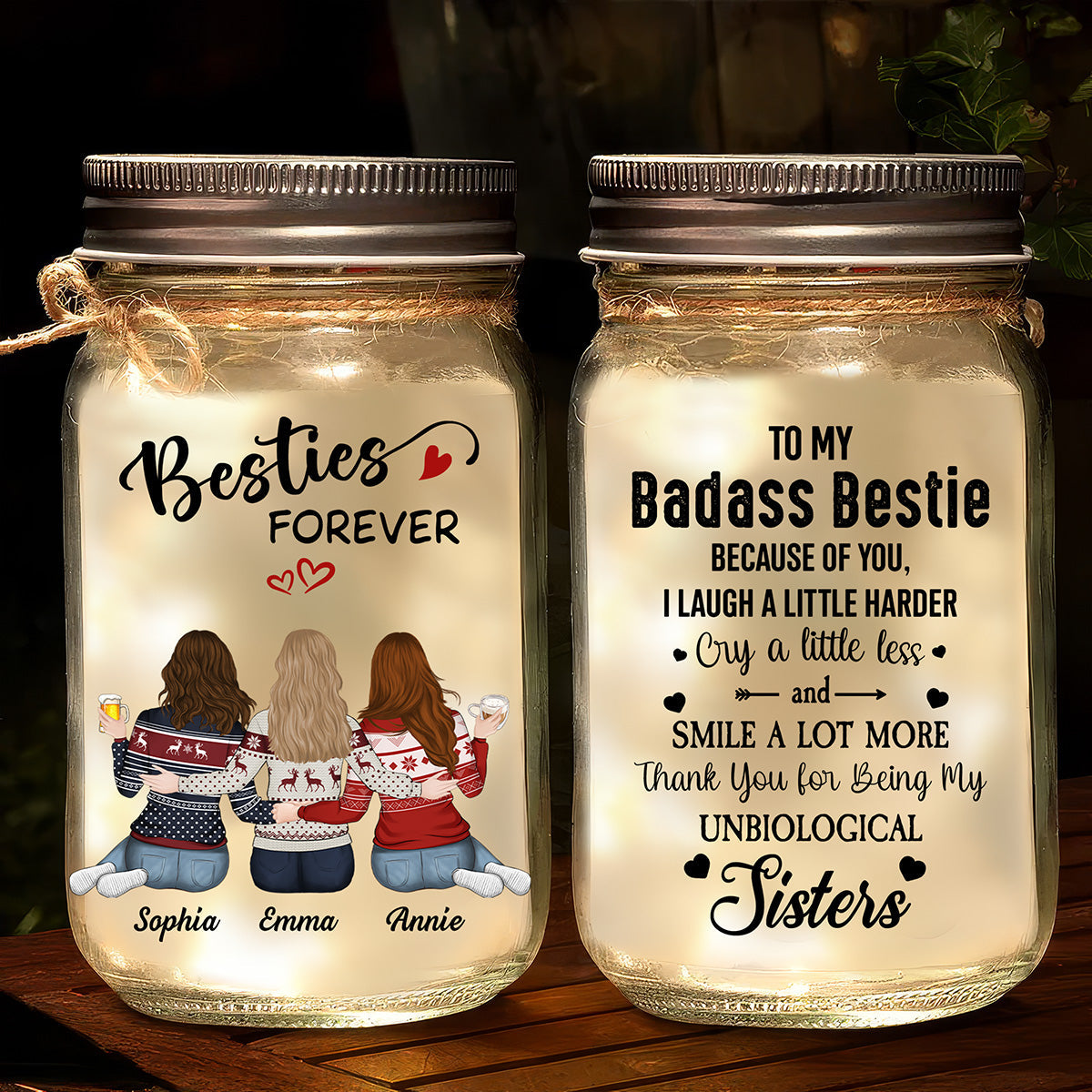 Besties Forever - Personalized Custom Mason Jar Light