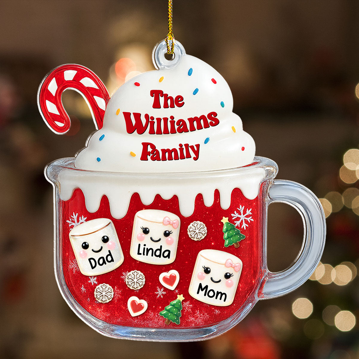 Cozy Cocoa Family - Personalized Custom Acrylic Ornament