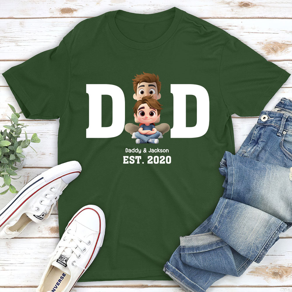 Happy Kids With Dad - Personalized Custom Shirt