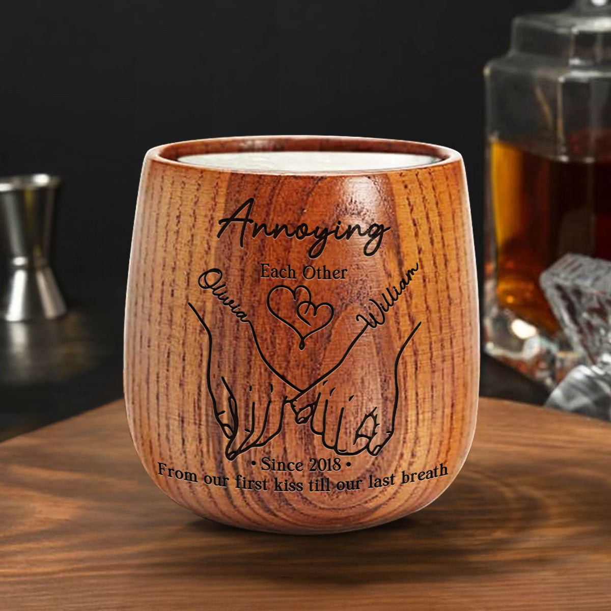 Annoying You Daily - Personalized Custom Engraved Wooden Whiskey Glass