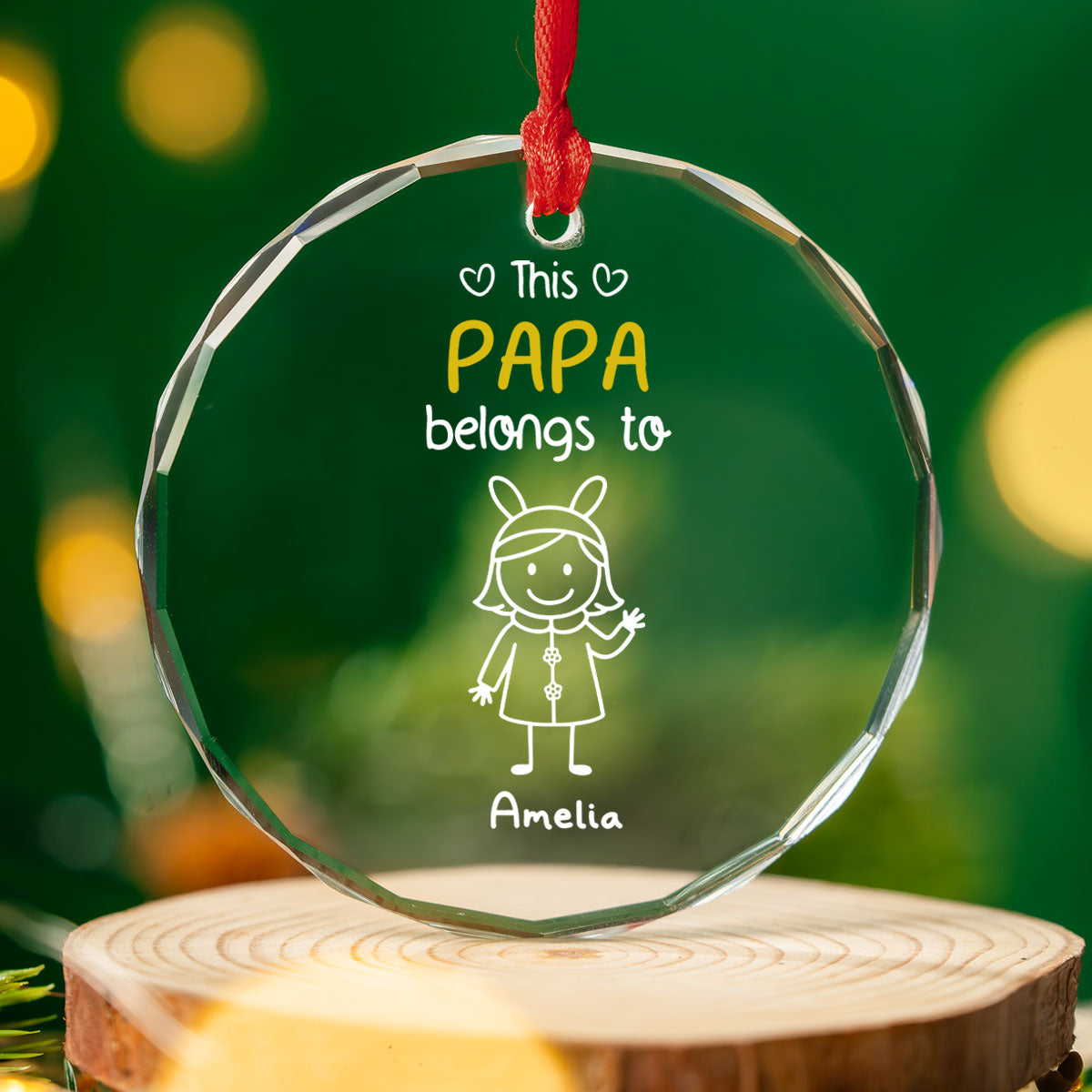 Cherished By His Little Reindeer - Personalized Custom Glass Ornament