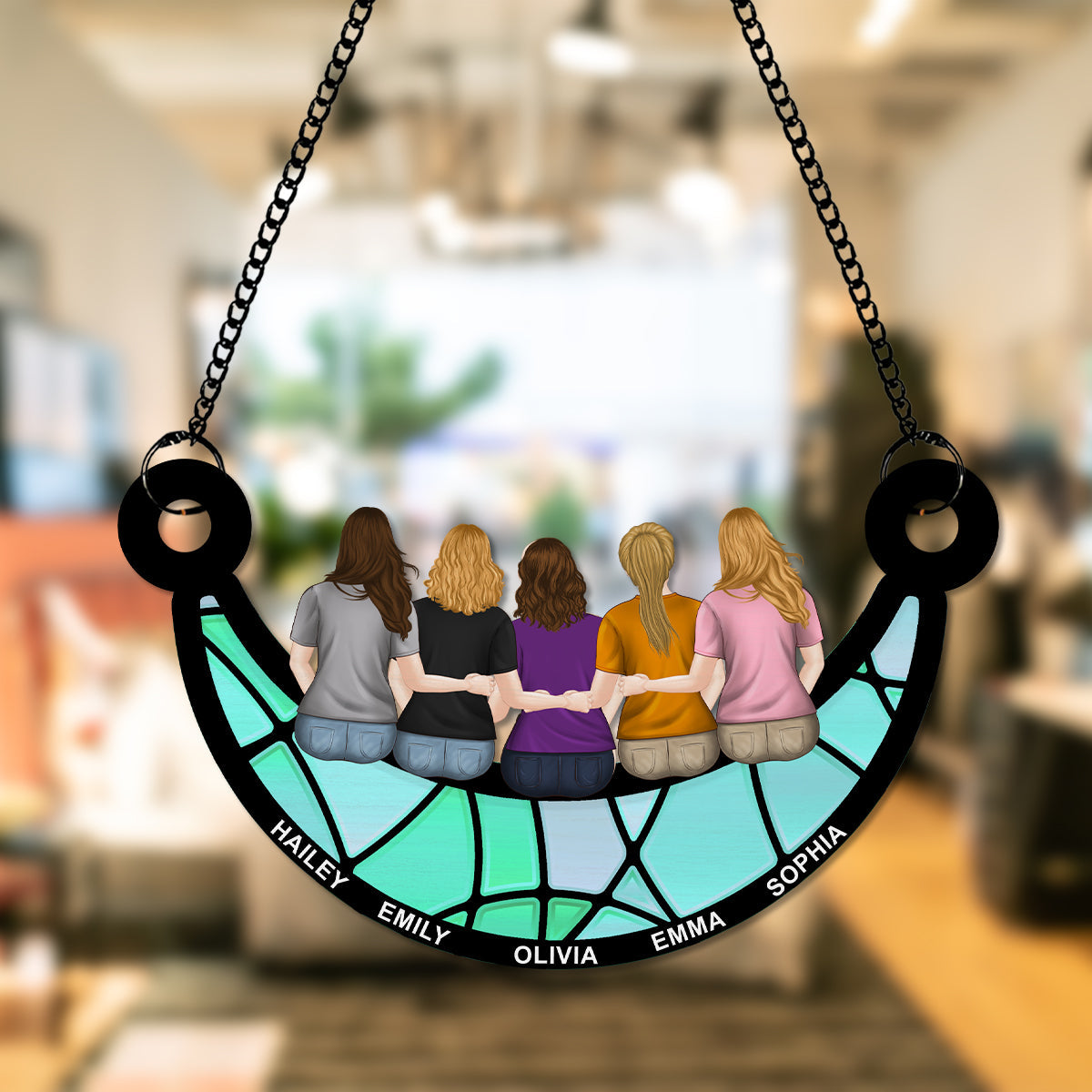 Bestie On The Moon - Personalized Custom Suncatcher