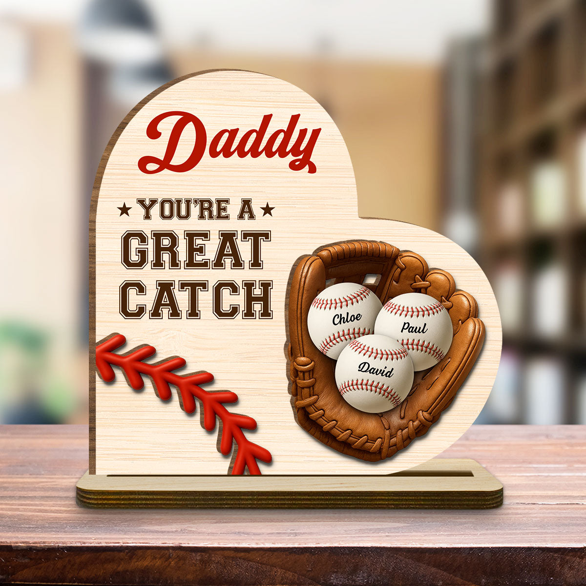 Best Baseball Dad - Personalized Custom 2-Layer Wood Plaque With Flat Base
