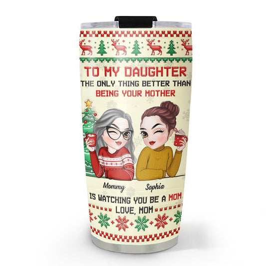 To My Daughter Merry Christmas - Personalized Custom 3D Inflated Effect Tumbler