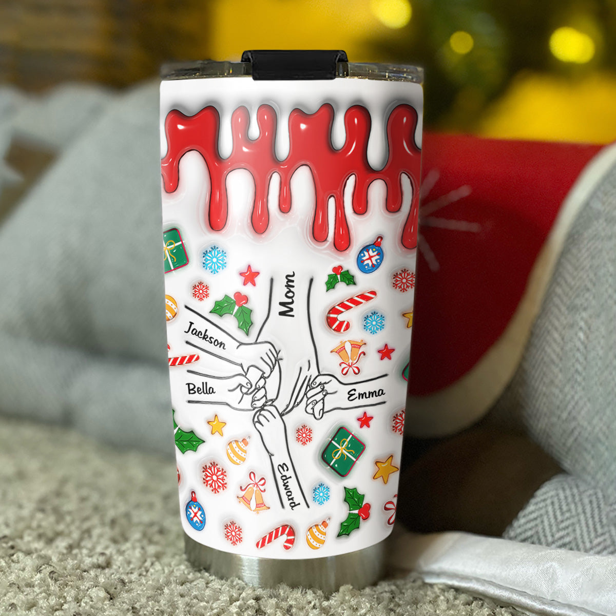 Mom, You Hold Our Hands And Our Hearts - Personalized Custom 3D Inflated Effect Tumbler