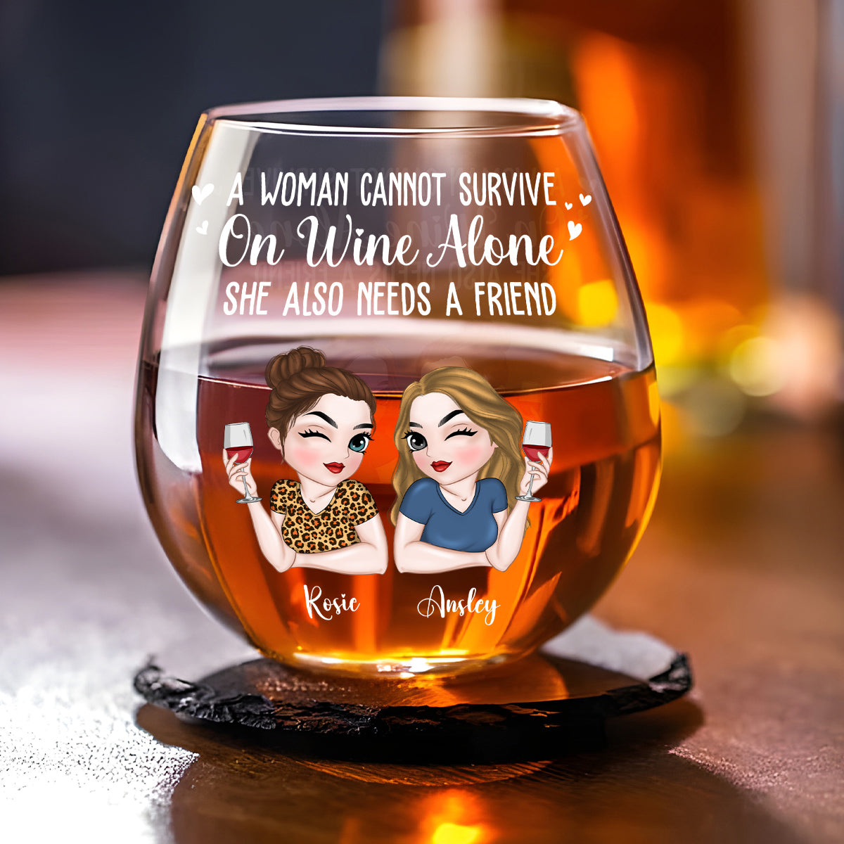 A Woman Cannot Survive On Wine Alone - Personalized Custom Wine Glass