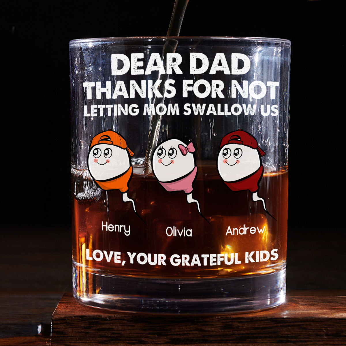Thanks For Not Letting Mom Swallow Us - Personalized Custom Whiskey Glass