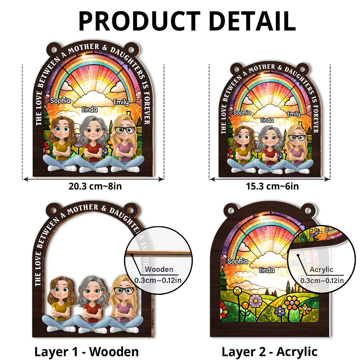 The Love Between Mother And Daughters - Personalized Custom Suncatcher