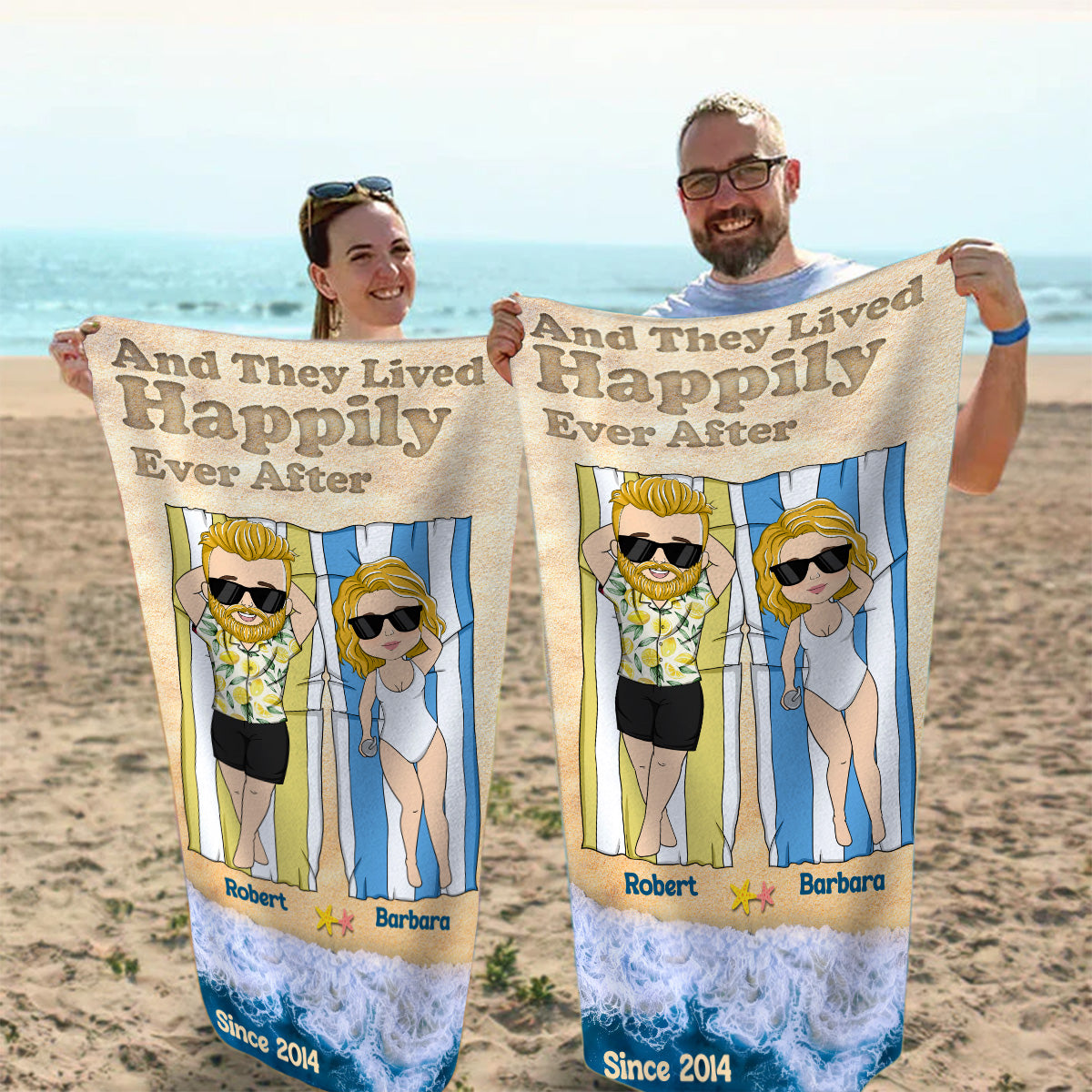 They Lived Happily Ever - Personalized Custom Beach Towel