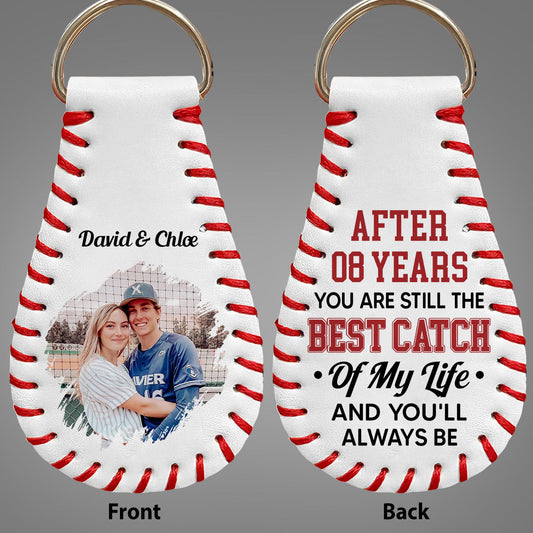 Best Catch - Personalized Custom Leather Baseball Keychain