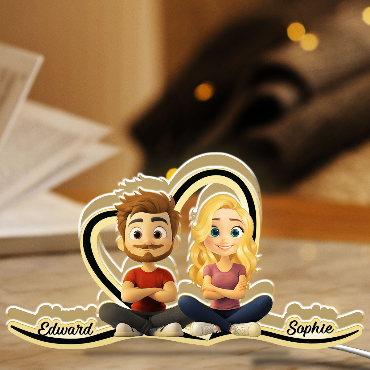 Couple Heart Shape - Personalized Custom Light Box