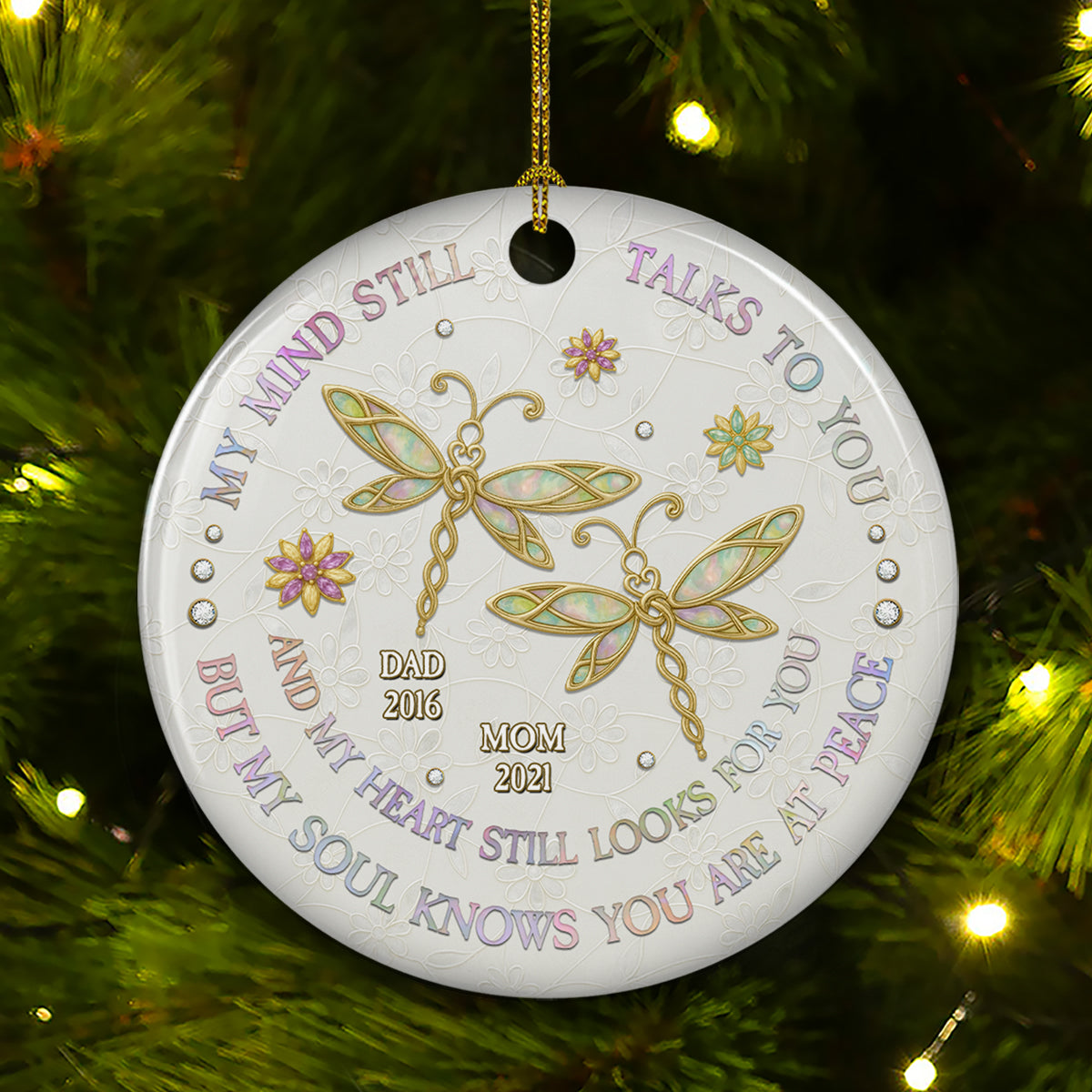 My Mind My Heart My Soul Mother Of Pearl - Personalized Custom Ceramic Ornament