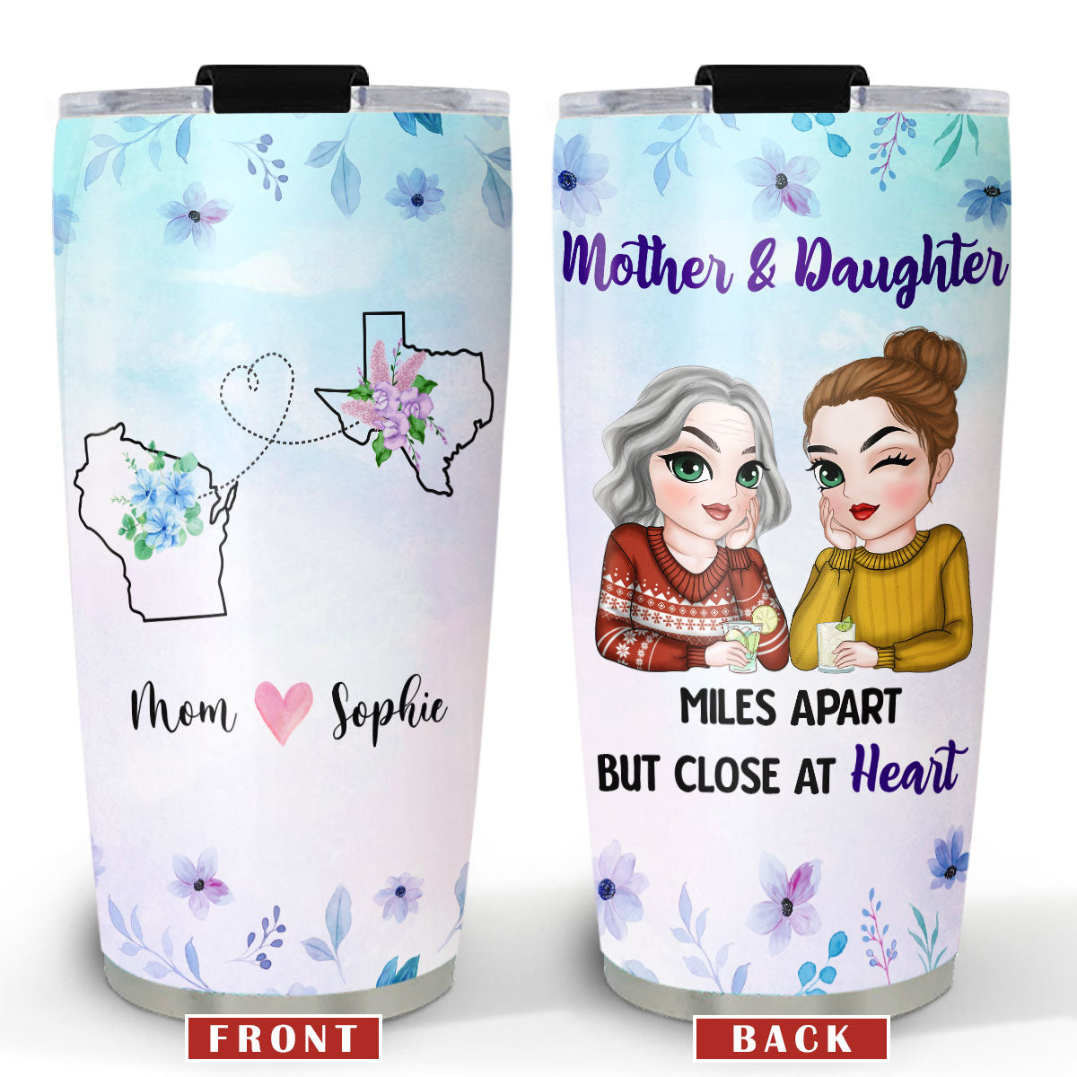 Never Apart Mom And Daughter - Personalized Custom Tumbler