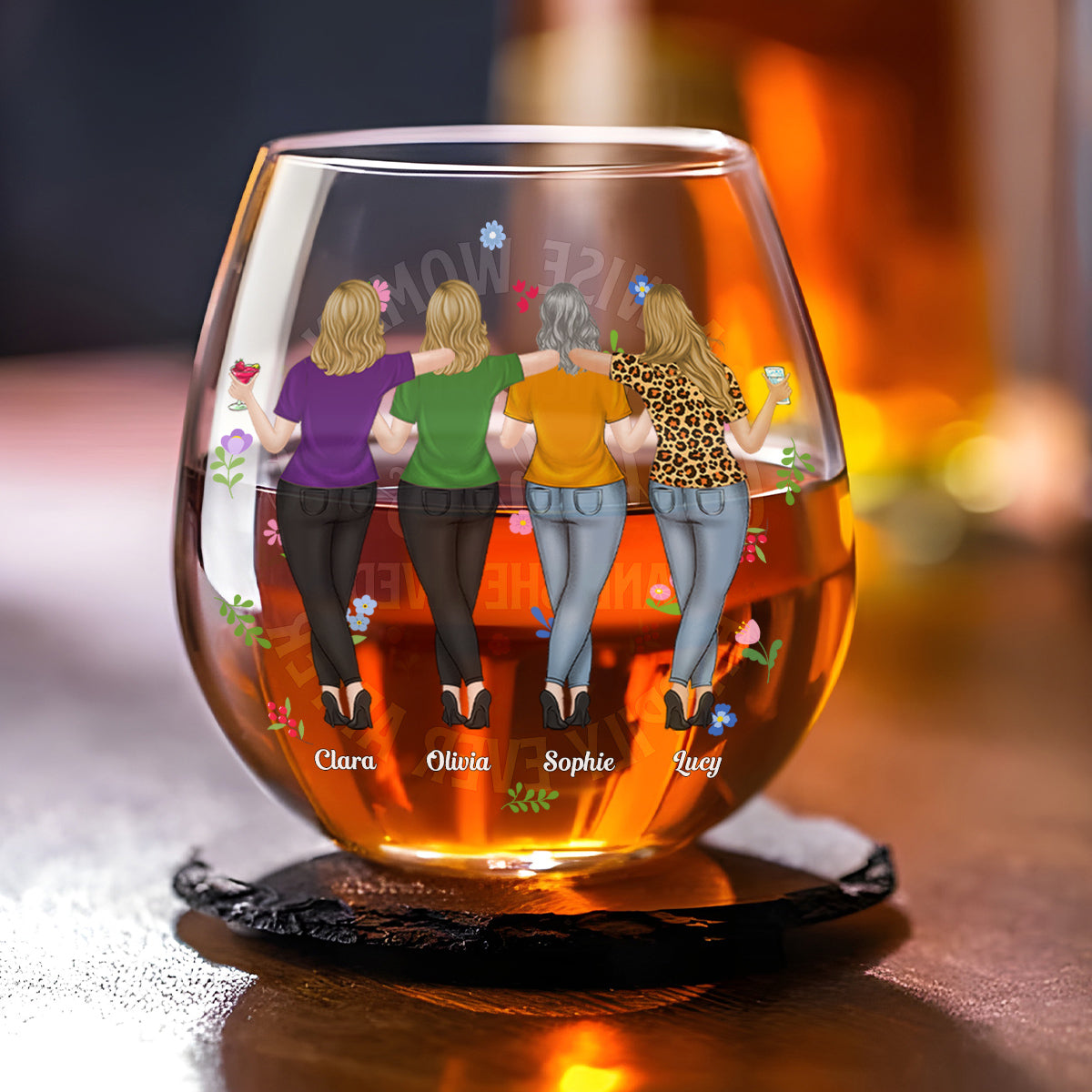 She Lived Happily Ever After - Personalized Custom Wine Glass