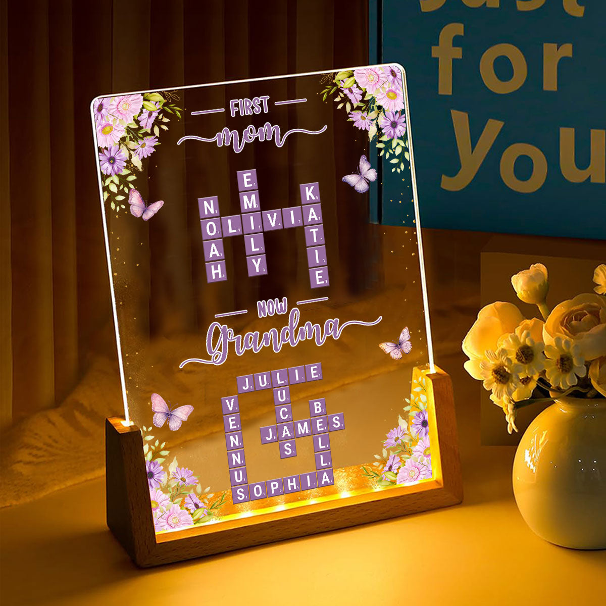 Now Grandma - Personalized Custom Plaque With Walnut Base