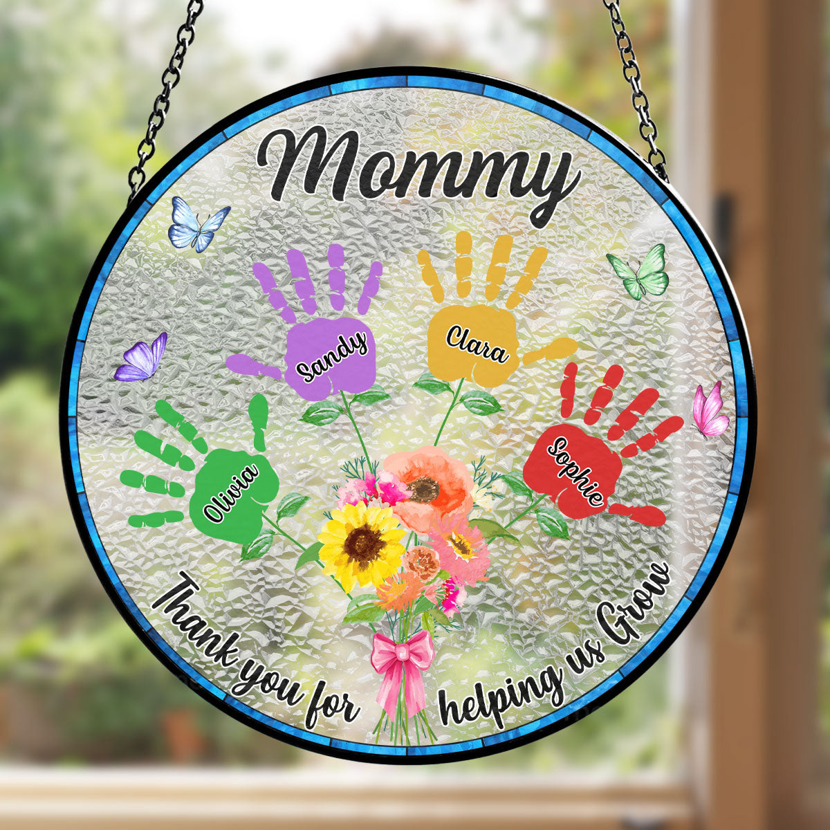 Thank You For Helping Us Grow - Personalized Custom Window Hanging Suncatcher