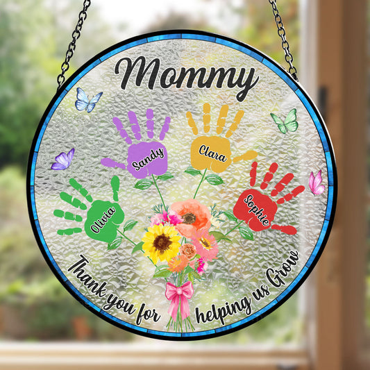 Thank You For Helping Us Grow - Personalized Custom Window Hanging Suncatcher
