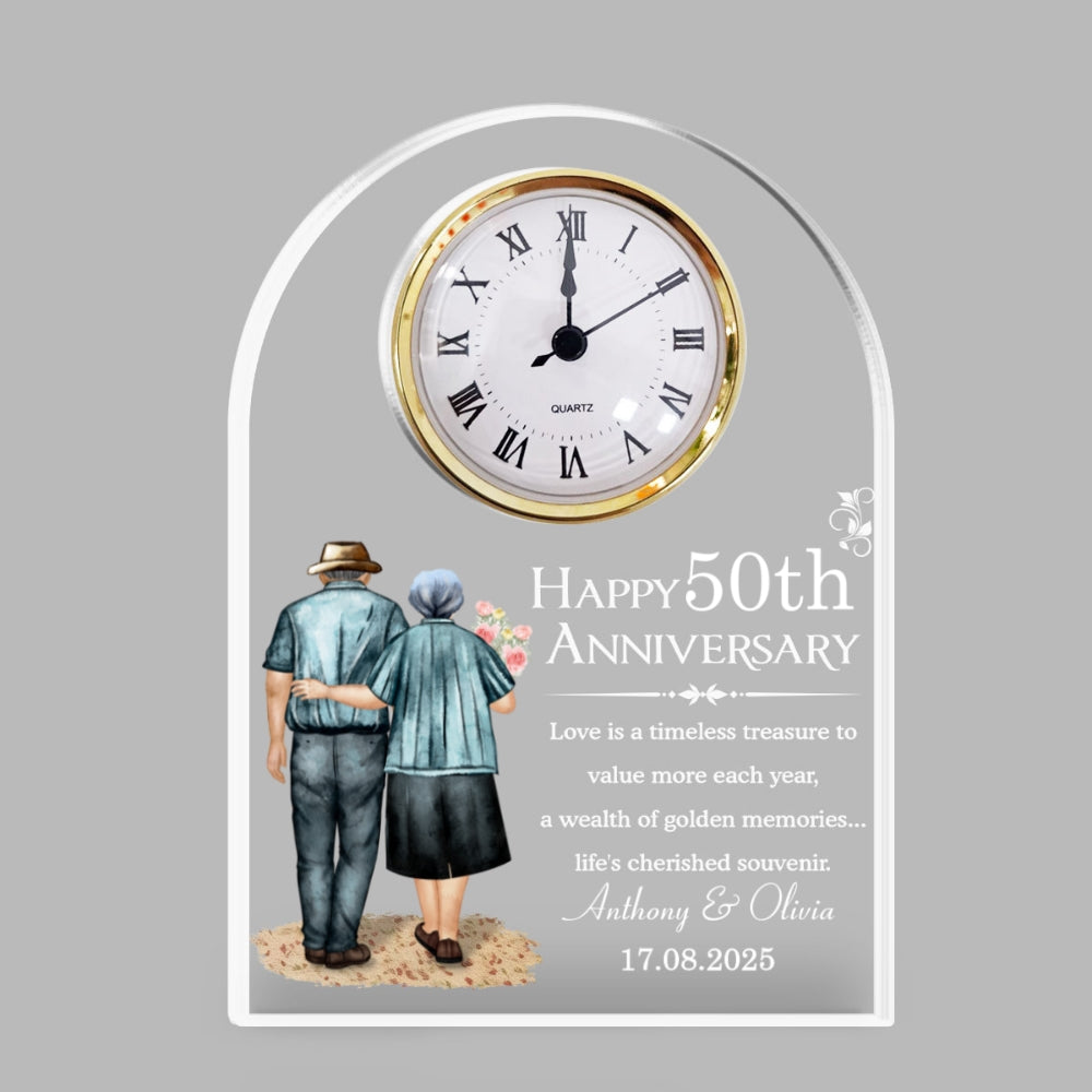 Happy Anniversary - Personalized Custom Acrylic Desk Clock Plaque