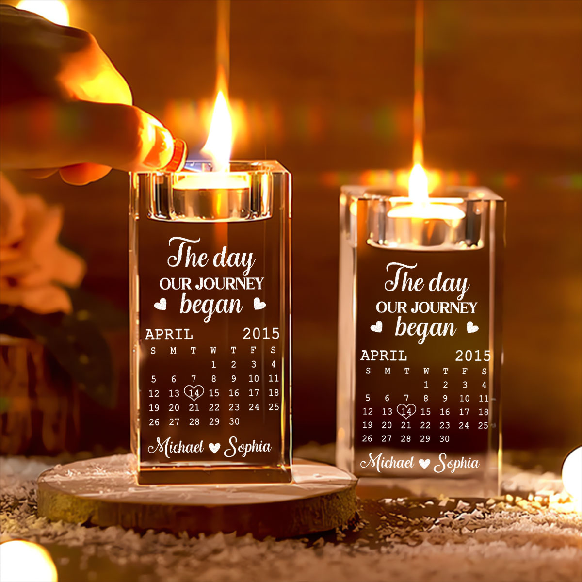 The Day - Personalized Custom Crystal Candle Holder