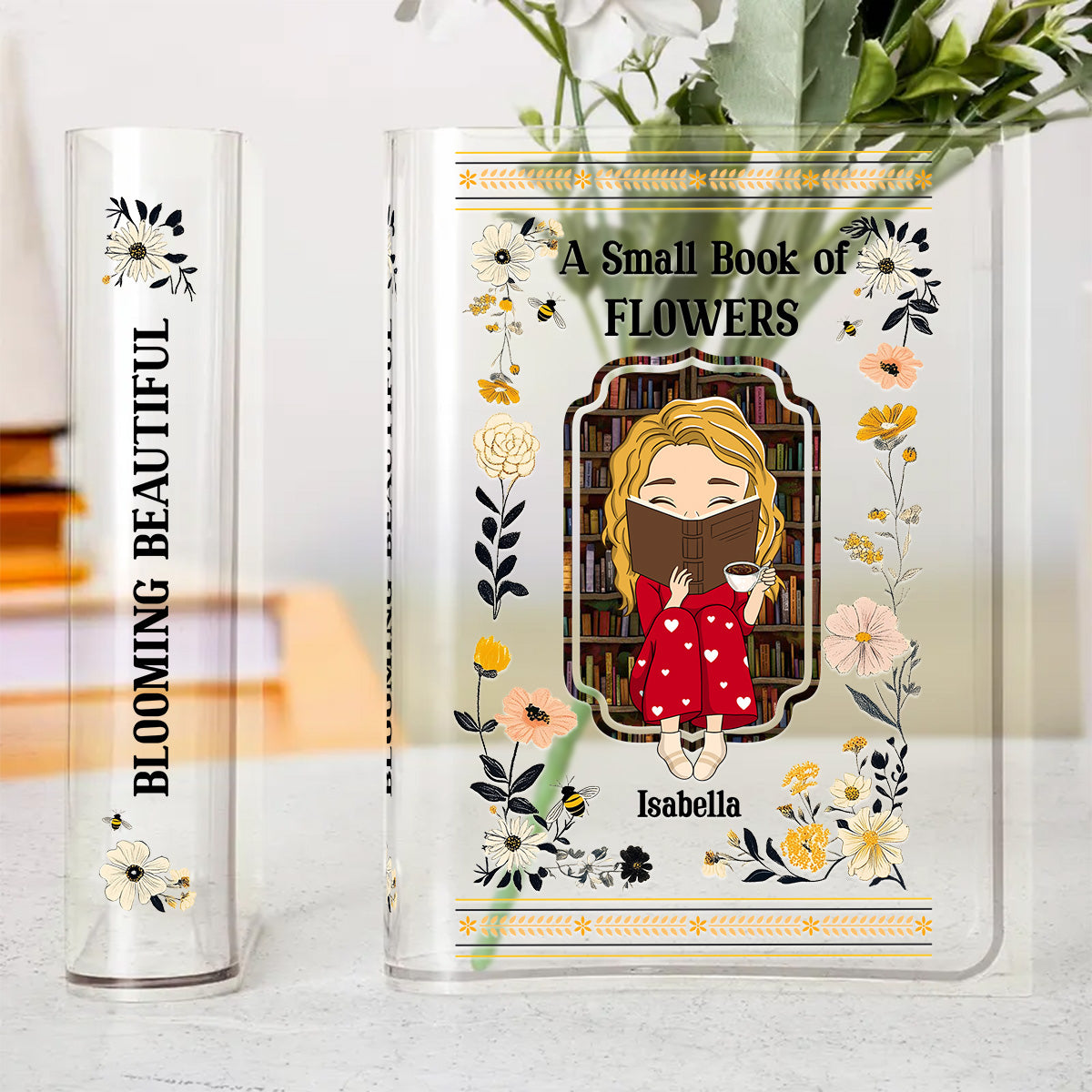 A Small Book Of Flowers - Personalized Custom Acrylic Book Vase