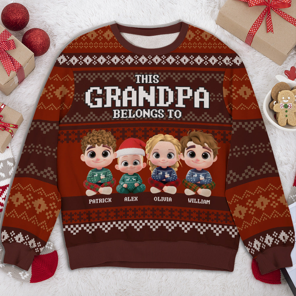 This Grandpa Belongs To Grandkids - Personalized Custom All-Over-Print Sweatshirt
