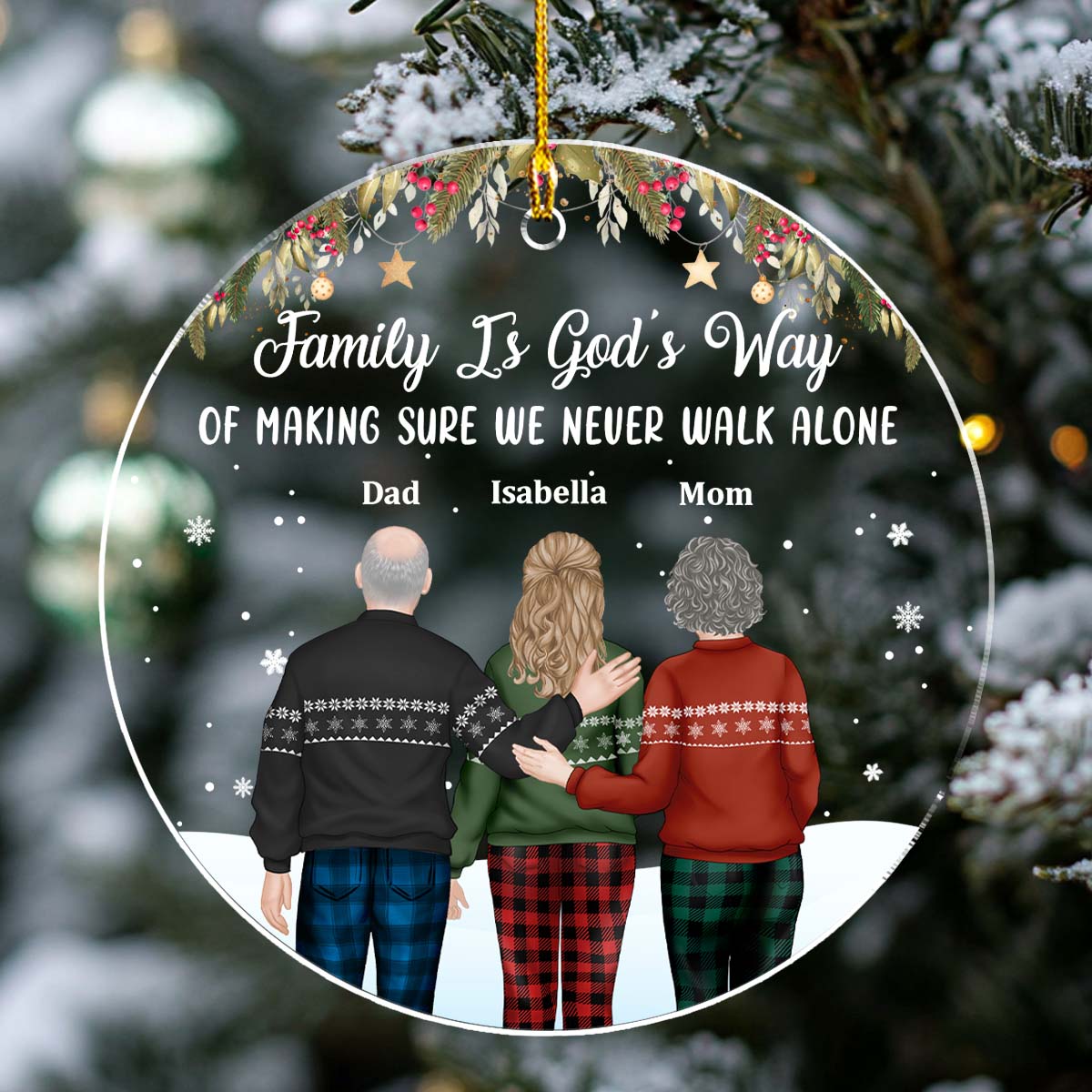 Family Never Walk Alone - Personalized Custom Acrylic Ornament