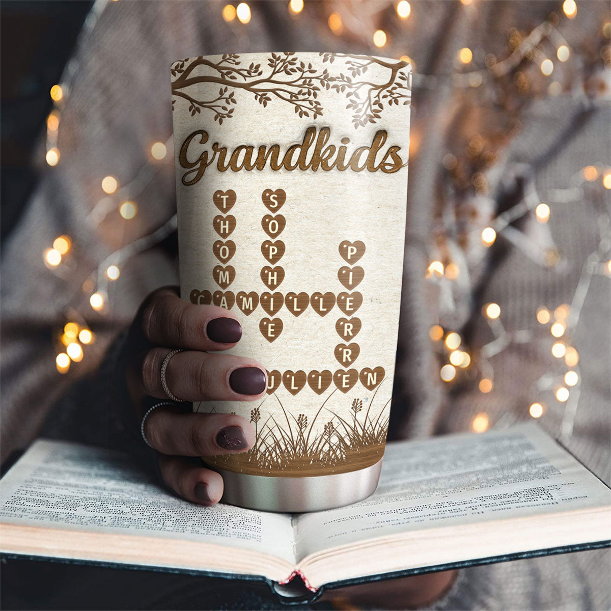 Grandkids Fill Life With Love Crossword - Personalized Custom 3D Inflated Effect Tumbler