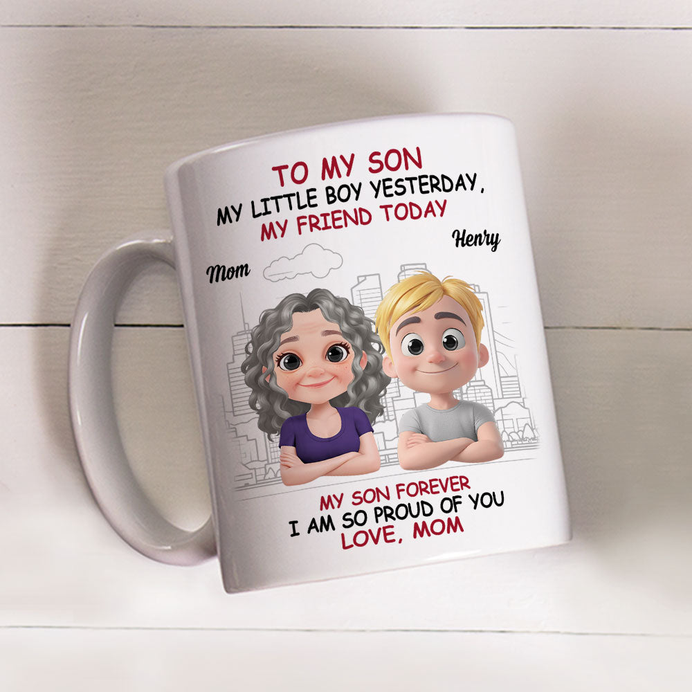 Love You More Each Day Son - Personalized Custom Coffee Mug